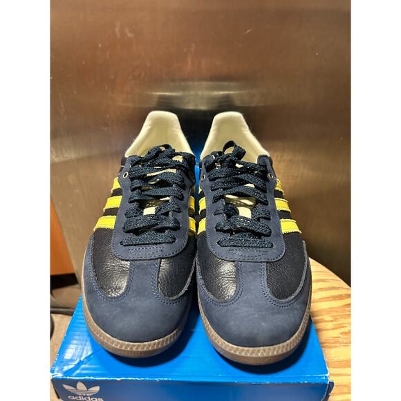 Size 9.5 - adidas Wales Bonner x Samba Collegiate Navy Yellow - Picture 3 of 9